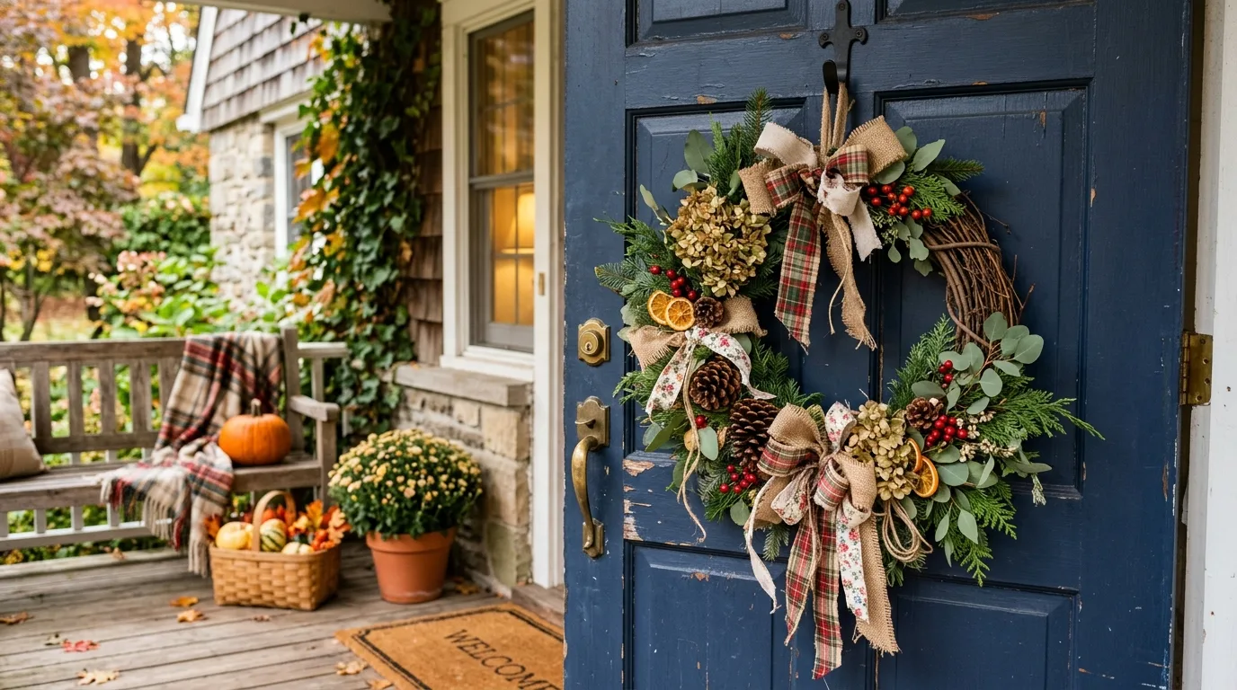 DIY handmade St. Patrick's Day wreath on a porch